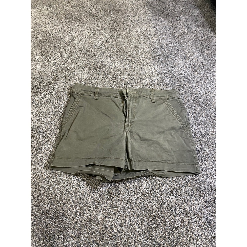 A New Day Womens Olive Green Chino Shorts Size 2 Stretch Cotton Blend Mid Rise